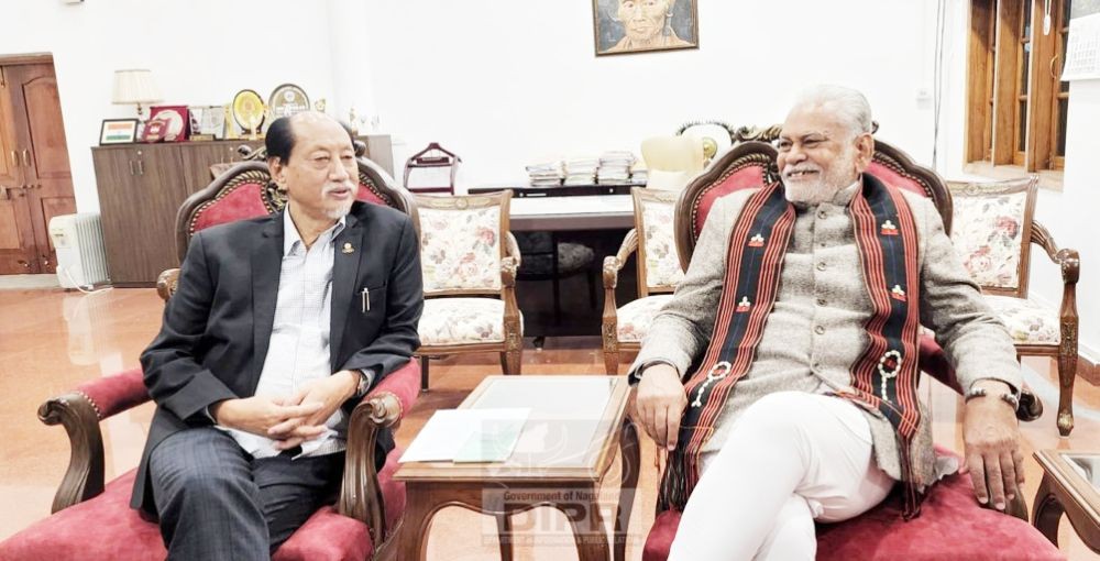 Union Minister Parshottam Rupala called on Nagaland CM Neiphiu Rio at his official residence on October 20. (DIPR Photo)